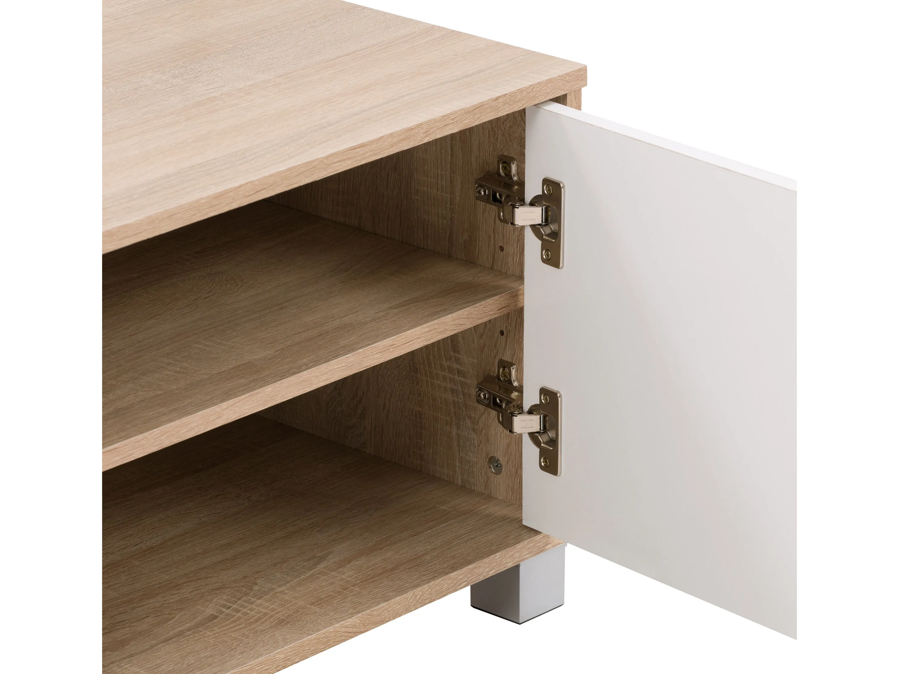 Brown and White Modern TV Stand, TVs up to 85"