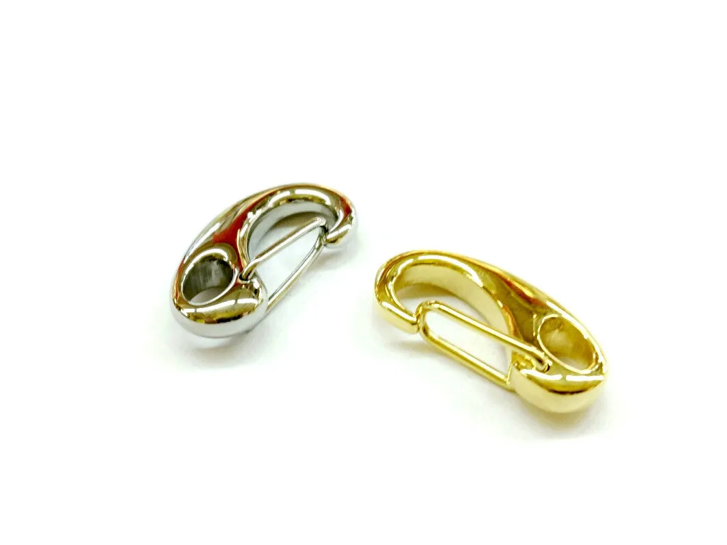 Clasp, Stainless Steel, Self-closing Hook, 13x26mm | 蝦弓扣, 不鏽鋼, 13x26mm