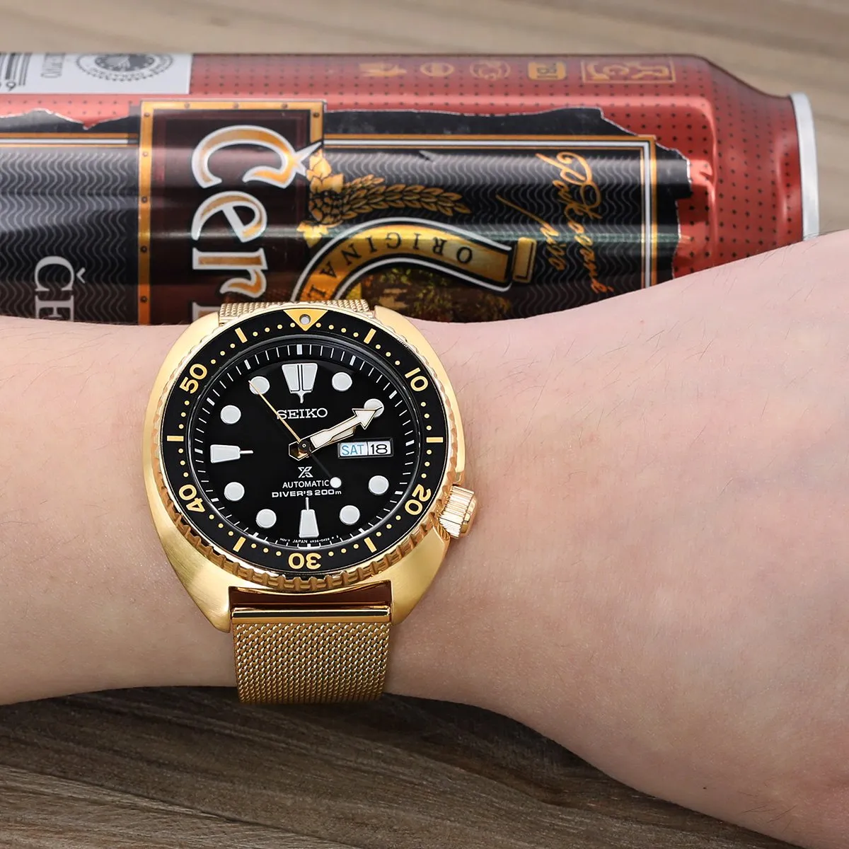 Classic Superfine Wire Mesh Band, Polished IP Gold