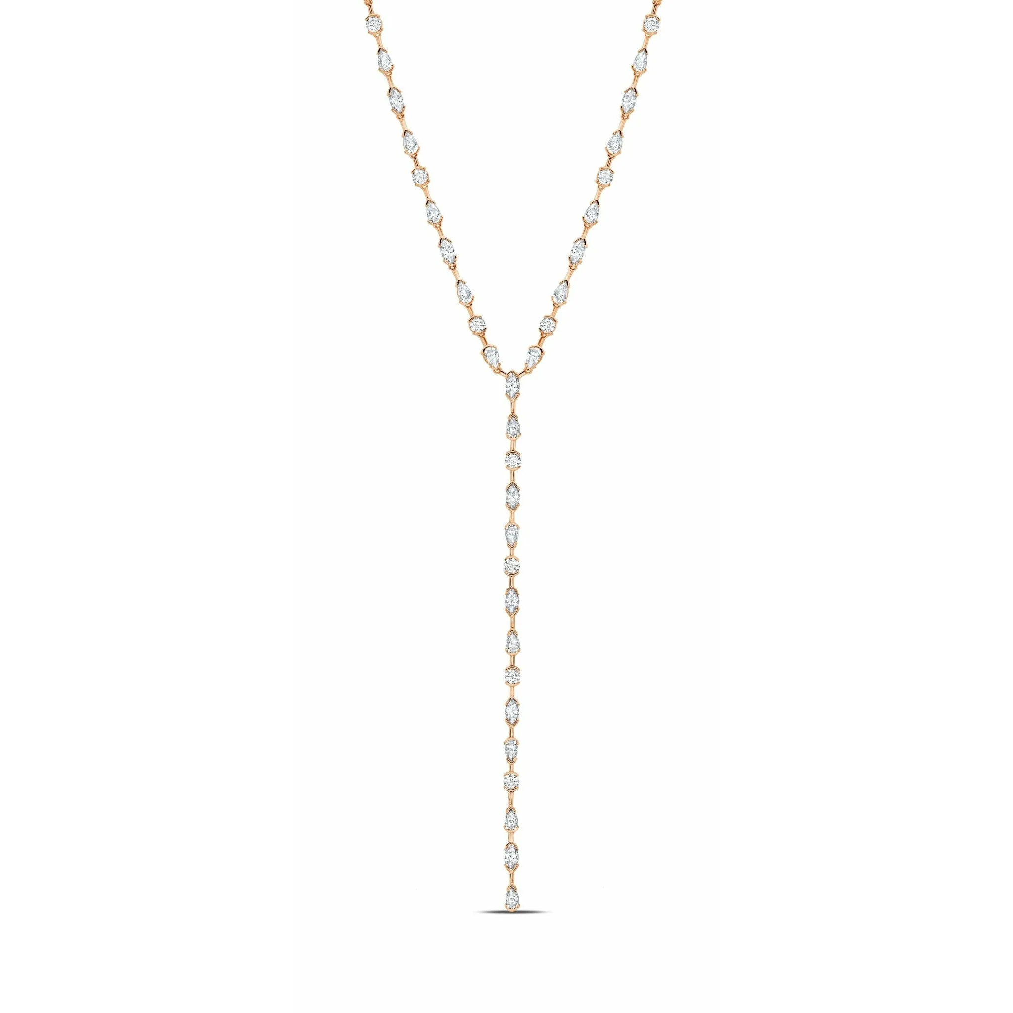CRISLU Lavish Y-Shaped CZ Necklace Finished in Pure Platinum/18kt Gold/18kt Rose Gold