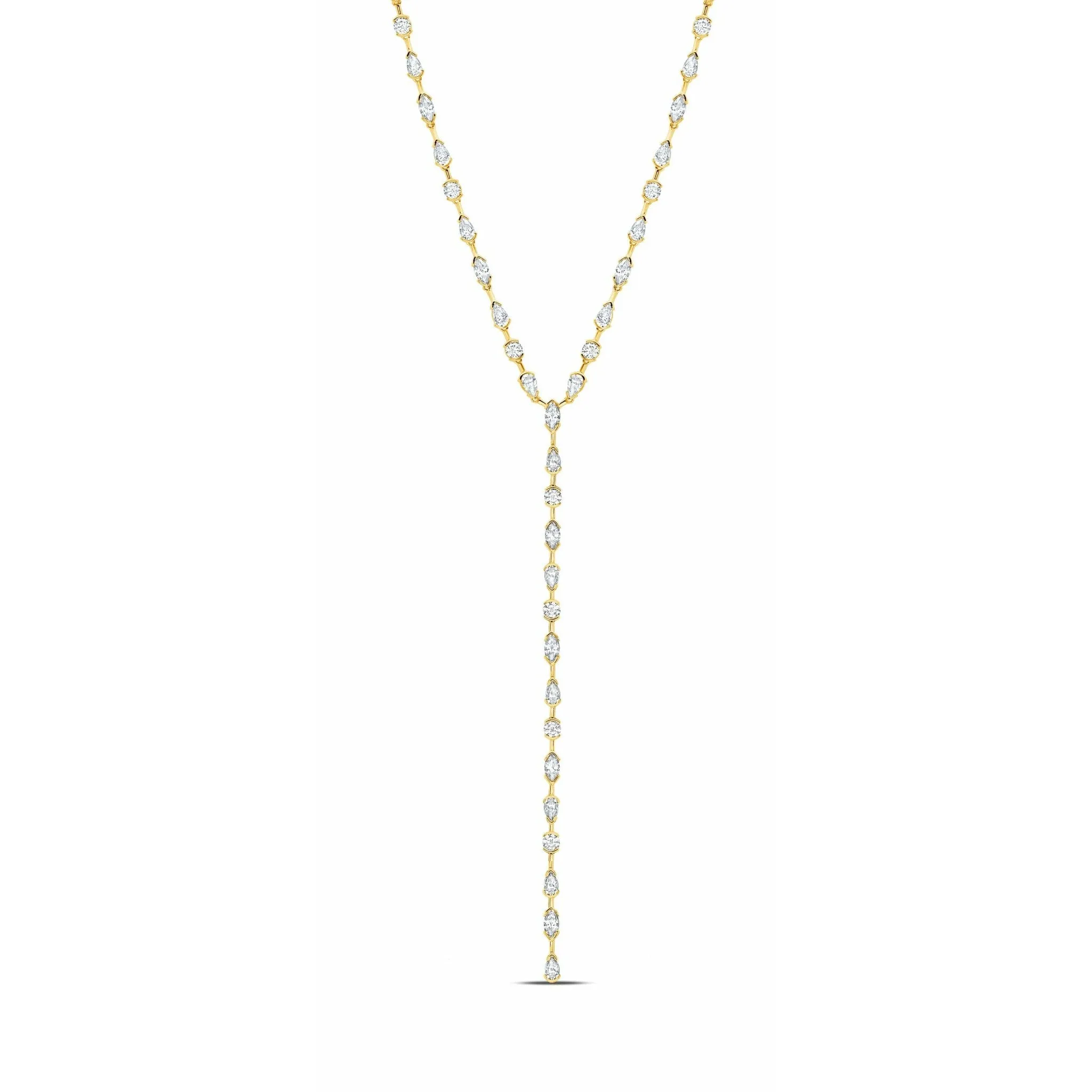 CRISLU Lavish Y-Shaped CZ Necklace Finished in Pure Platinum/18kt Gold/18kt Rose Gold