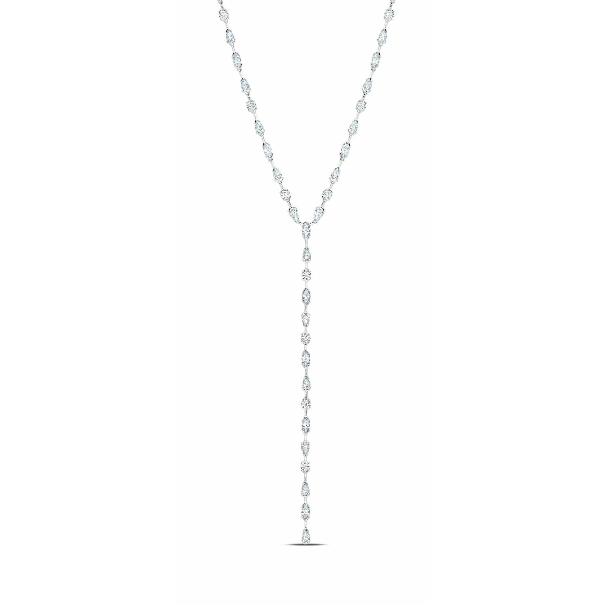 CRISLU Lavish Y-Shaped CZ Necklace Finished in Pure Platinum/18kt Gold/18kt Rose Gold