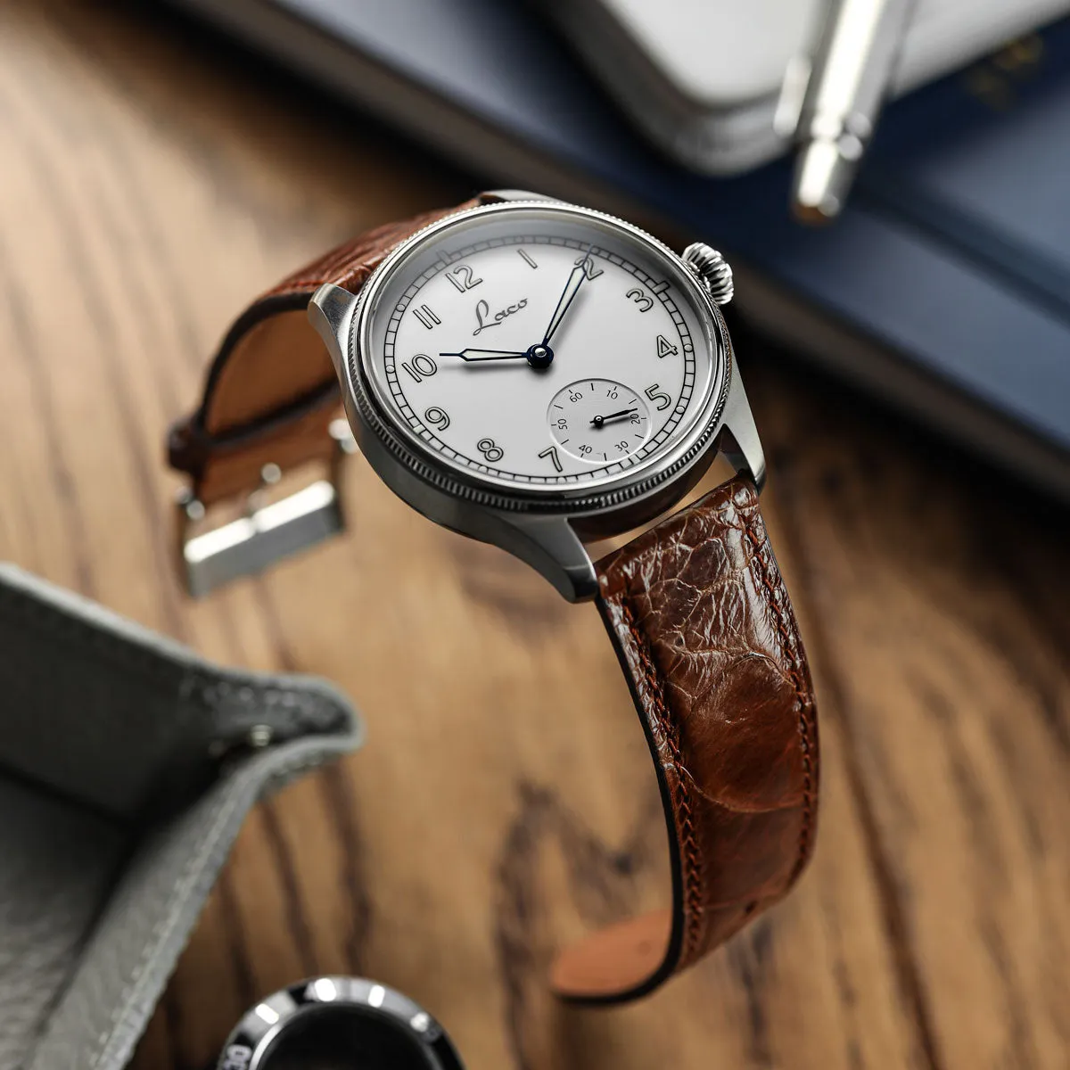 Durbuy Ostrich Leg Handmade Leather Watch Strap - Gloss Cognac Brown