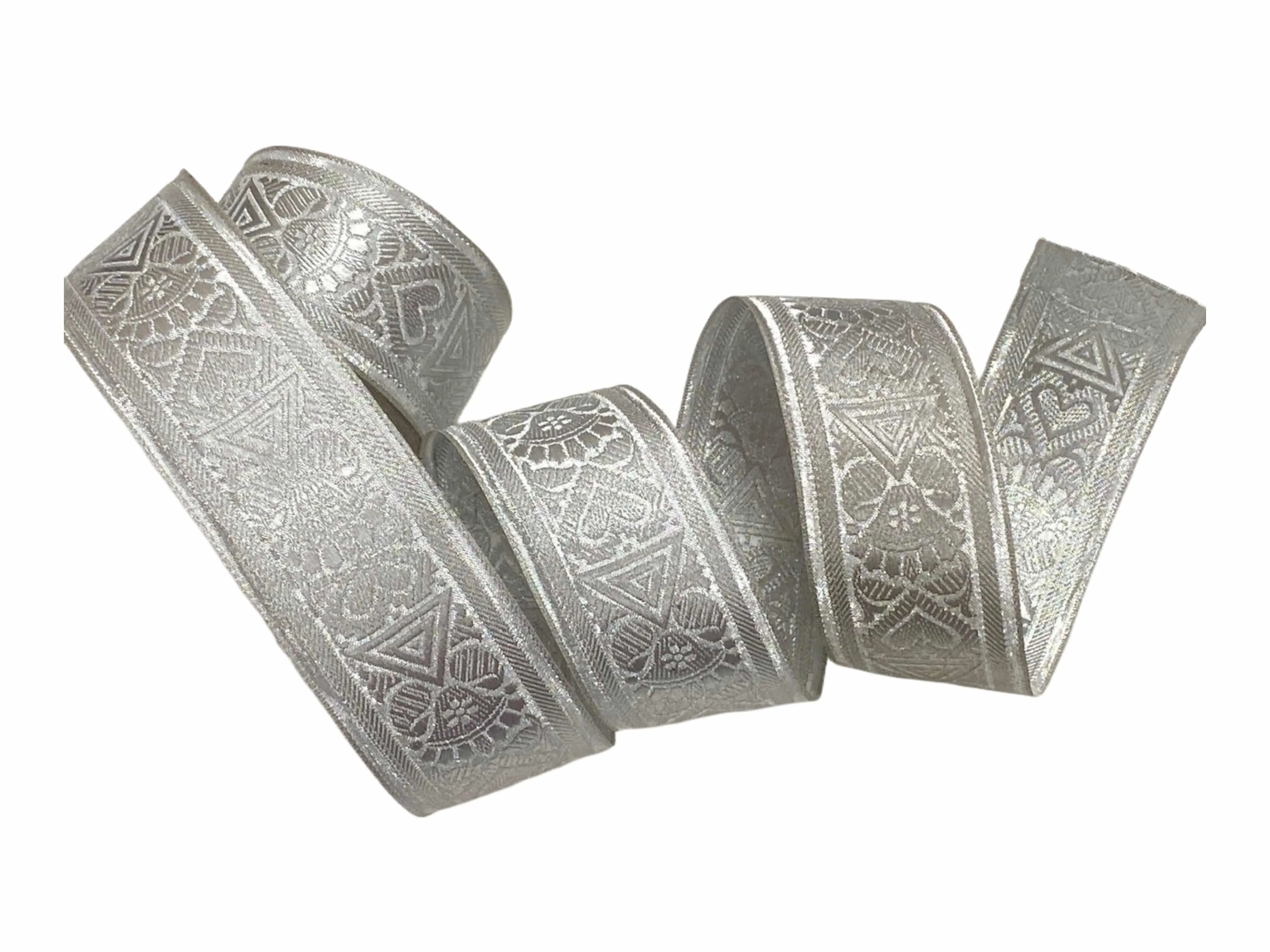 Metallic Jacquard Ribbon - Hearts and Arrows (52mm)