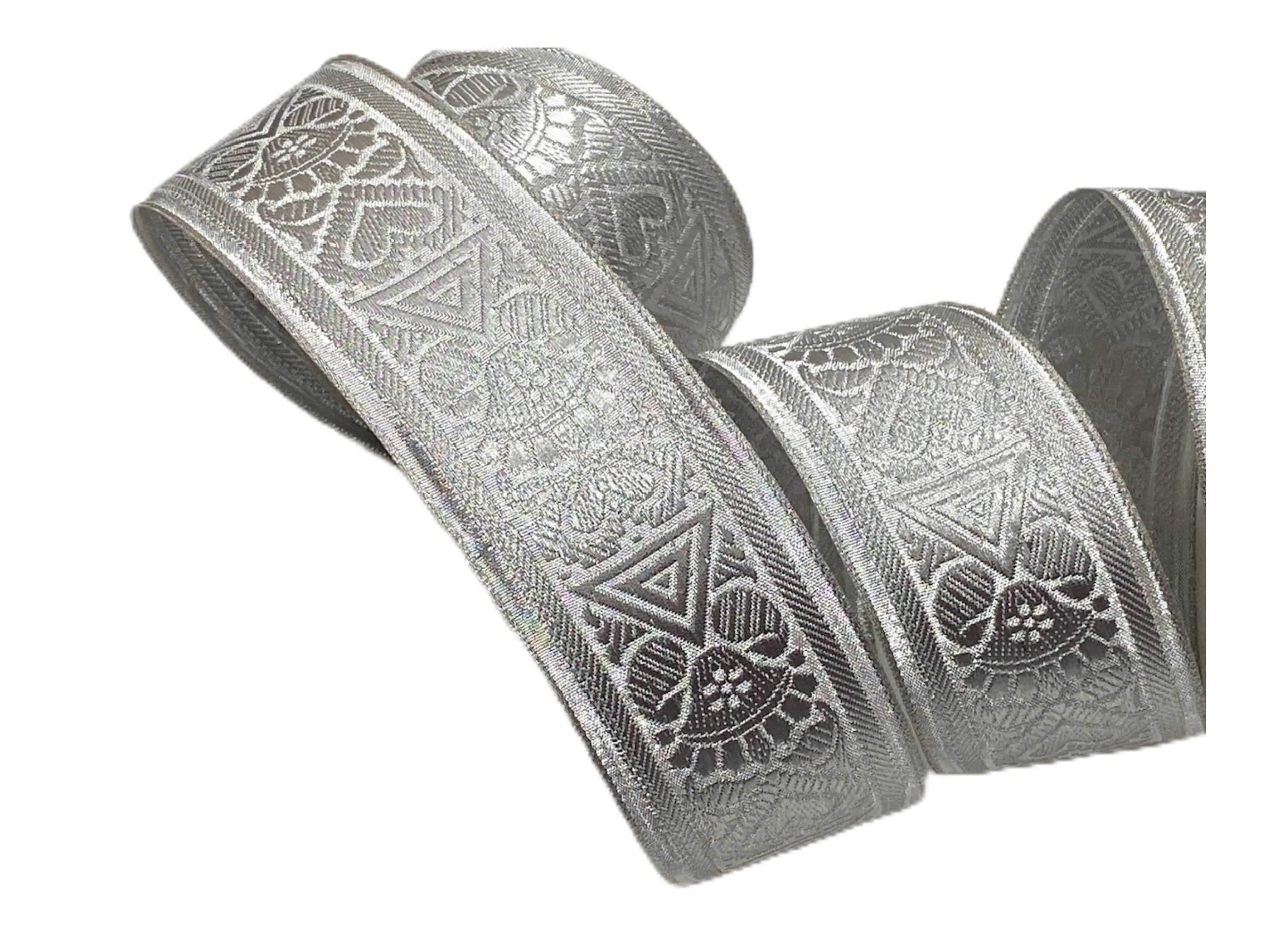 Metallic Jacquard Ribbon - Hearts and Arrows (52mm)