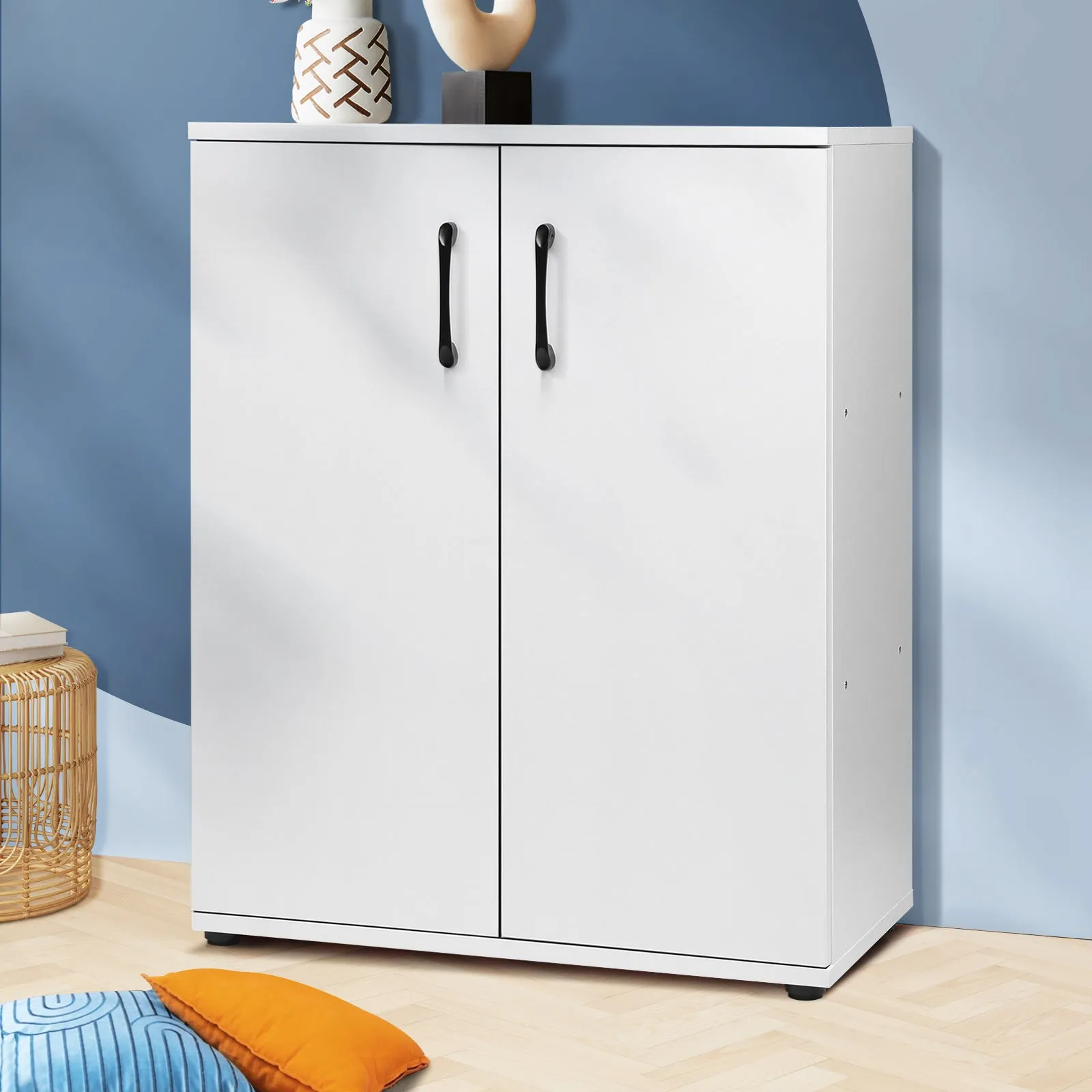 Oikiture Storage Cabinet Bathroom Cabinet Freestanding Cupboard Organiser White