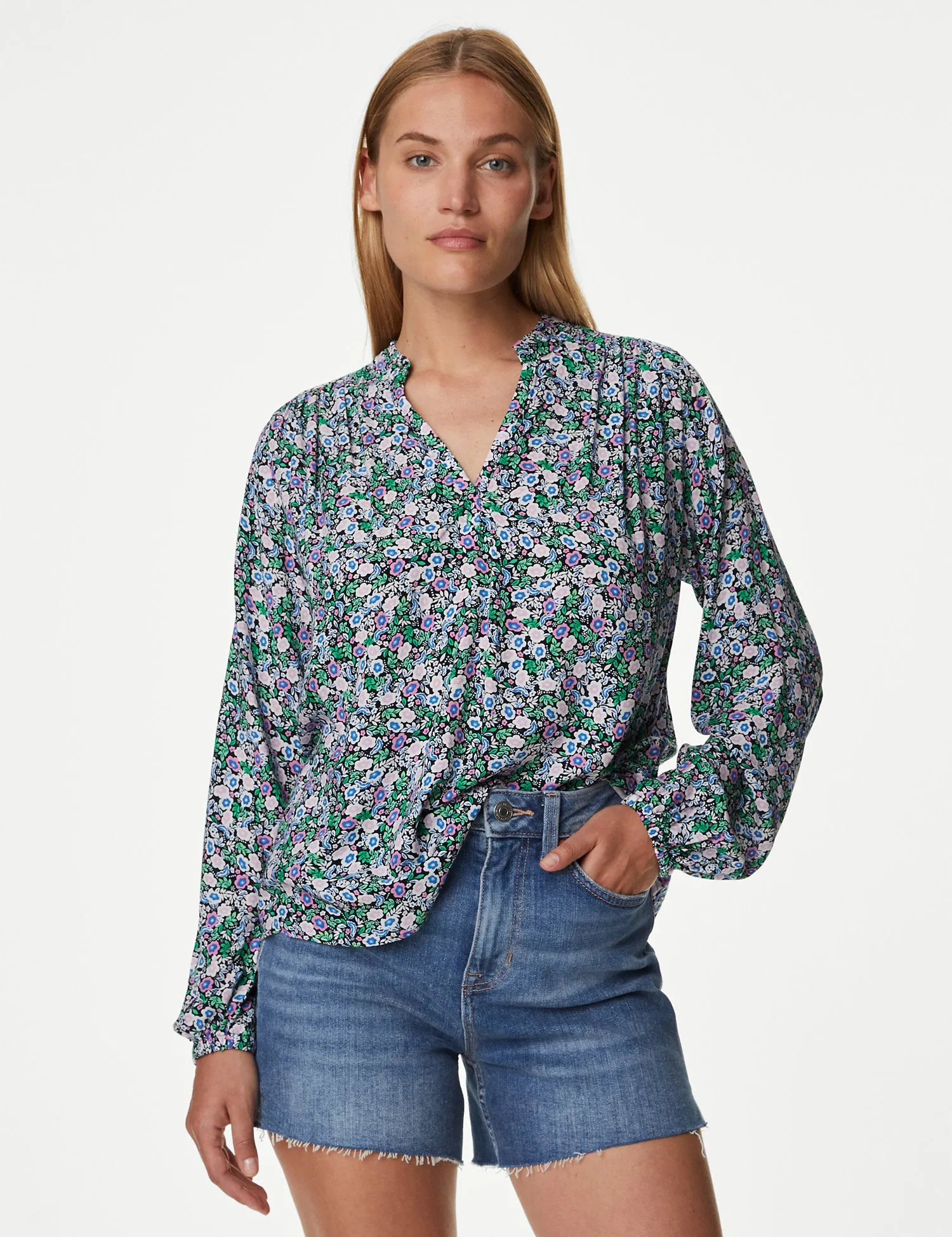 Printed Regular Fit Long Sleeve Blouse