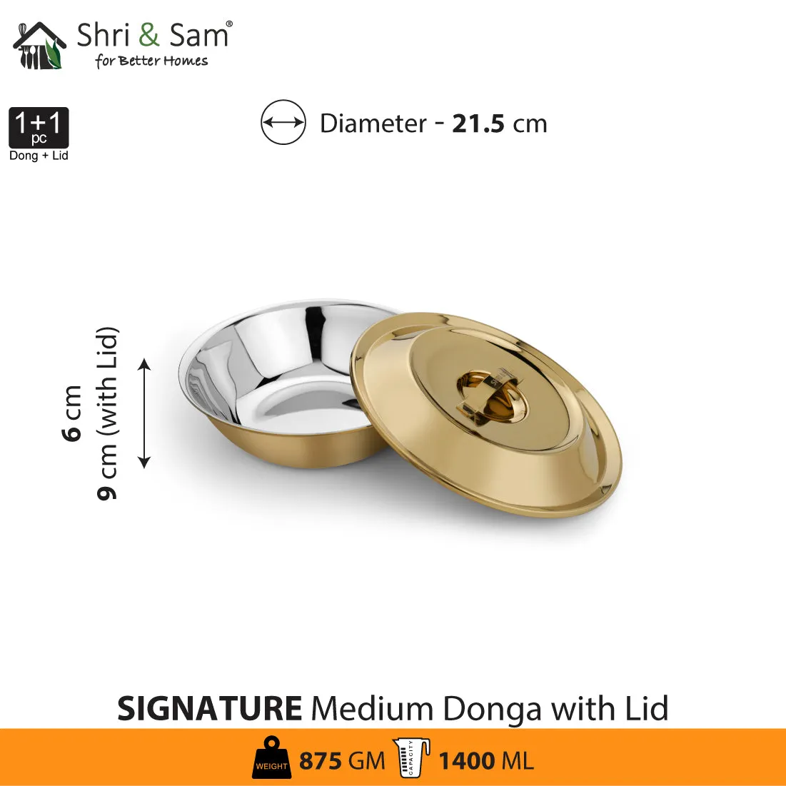 Stainless Steel Medium Donga with Gold PVD Coating Signature - Shiny
