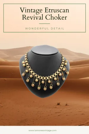 Vintage Etruscan Revival Drop Necklace